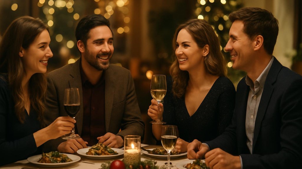Gruppo di adulti in contesto sociale per Capodanno